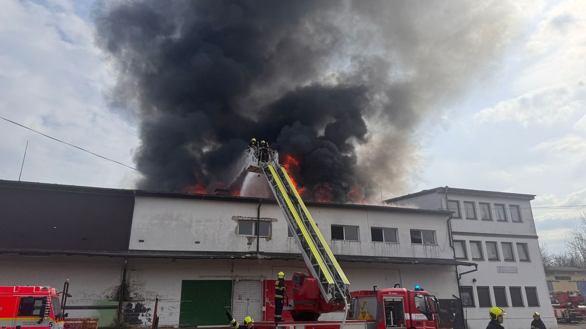 V Praze hoří ubytovna, hasiči zachraňují lidi přes žebříky. Kouř je vidět z velké dálky